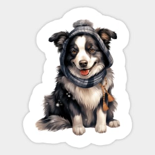 Winter Border Collie Dog Sticker